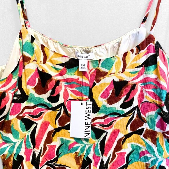 Nine West Grove Palm Floral Sundress Fit and Flare Dress Size XXL - Picture 3 of 5